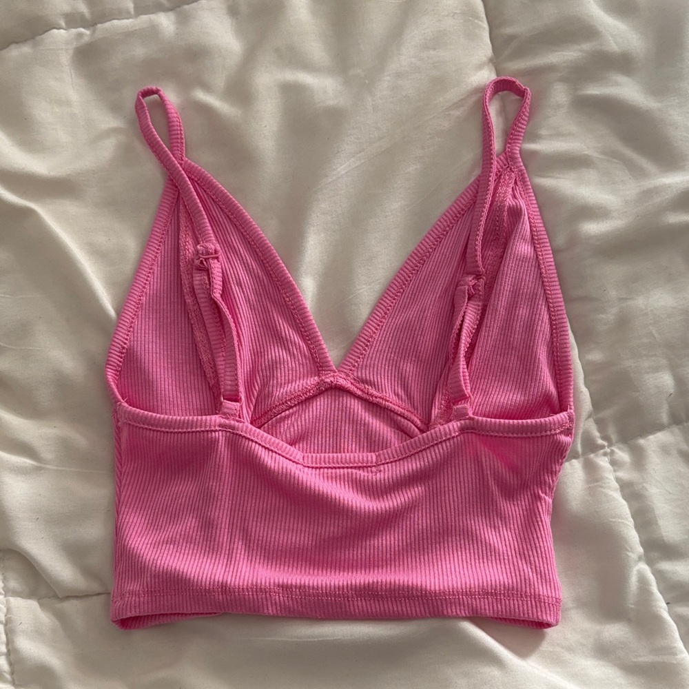 Pink Ribbed Crop Top - Picture 2 of 2